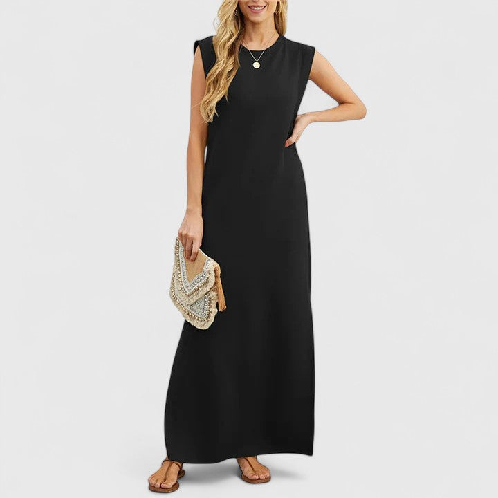 Black Marian™ elegant maxi dress by Emma & Rose Cape Town, flowing fabric with a stylish, sophisticated design.
