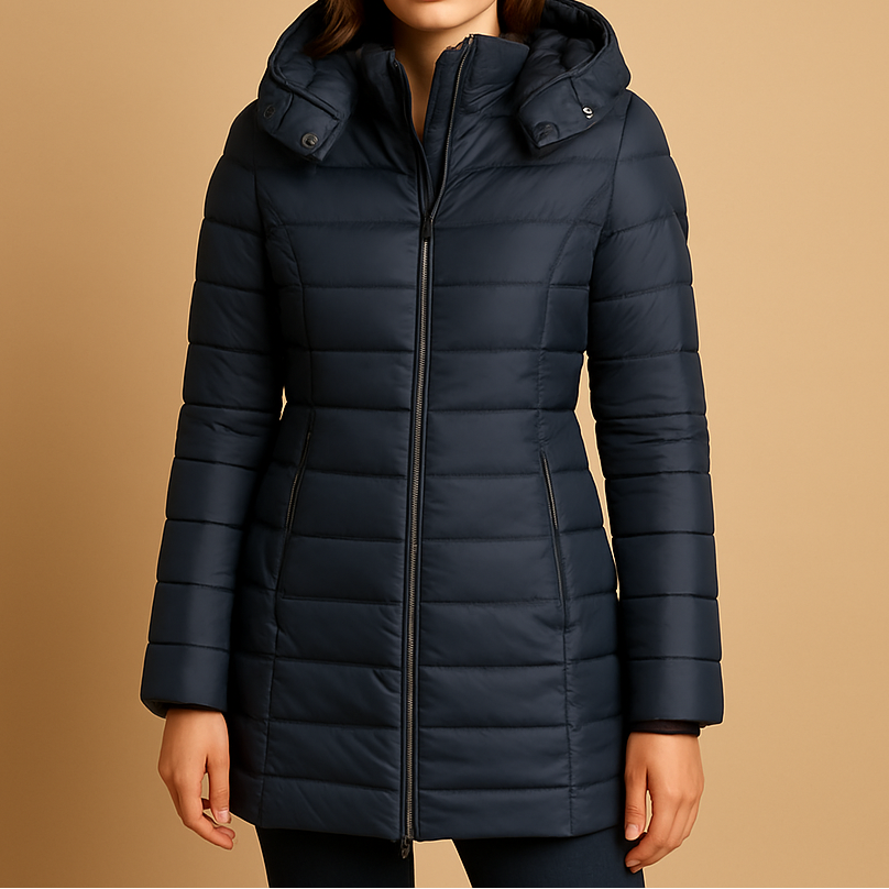 Black Saedi™ Elegant Jacket by Emma & Rose Cape Town, shown on a hanger with detailed fabric and stylish design.
