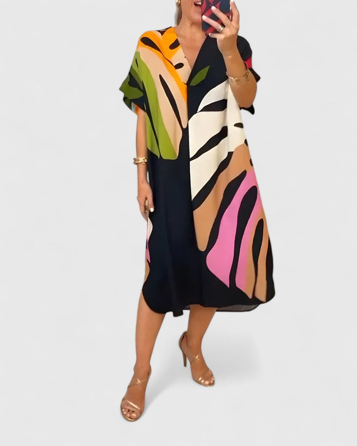 Black Cymarie™ comfortable dress by Emma & Rose Cape Town, shown on a model with a relaxed fit and soft fabric style.