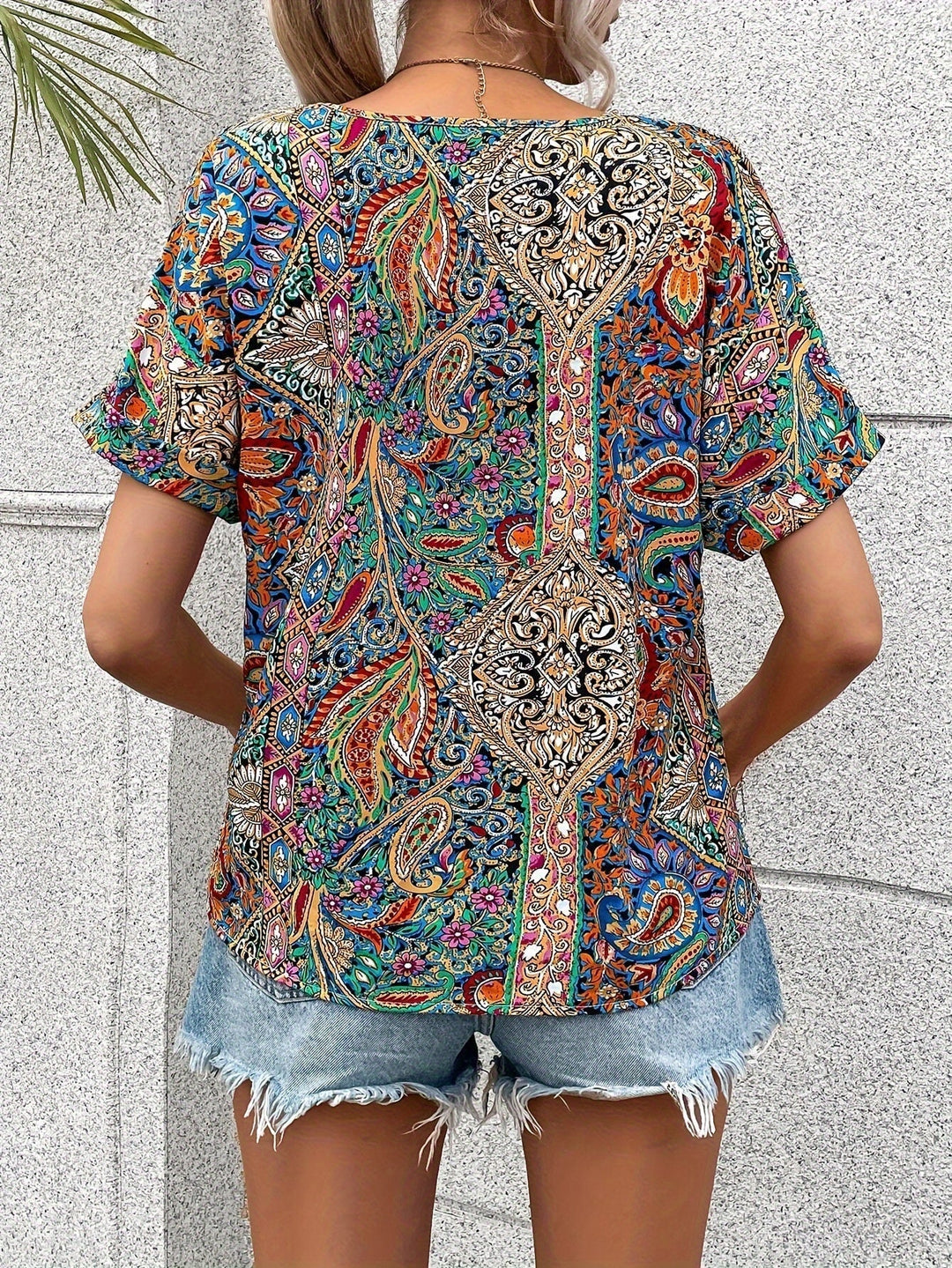 Ingrid™  |  Patterned V-neck Blouse