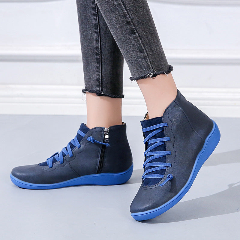Emma & Rose Cape Town Zelda Texas women's ankle boots in blue with stylish design and comfortable Ortopress sole features.