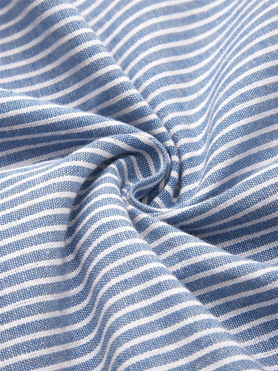 Emma & Rose Cape Town Sofia striped summer dress in blue, lightweight fabric, with a stylish striped pattern and sleeveless design.