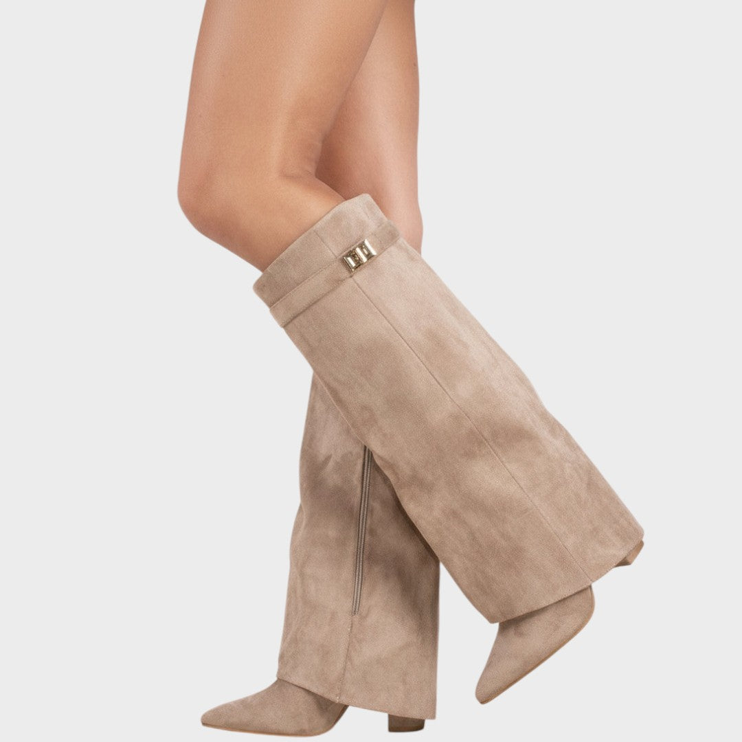 Lunara™ high-top velvety boots by Emma & Rose Cape Town, featuring a stylish ankle-high design with a plush velvet finish.