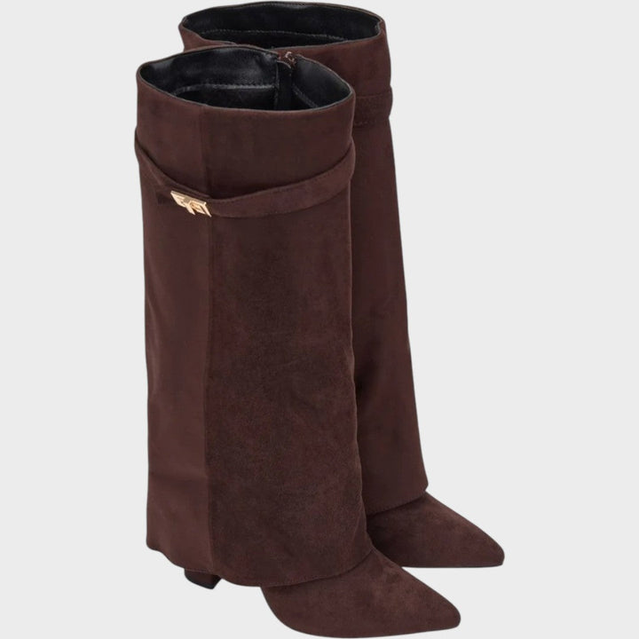Lunara™ high-top velvety boots by Emma & Rose Cape Town, featuring a rich velvet texture and stylish design.