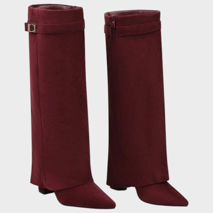 Emma & Rose Cape Town Lunara™ high-top velvety boots showing soft velvet fabric and stylish design in a close-up image.