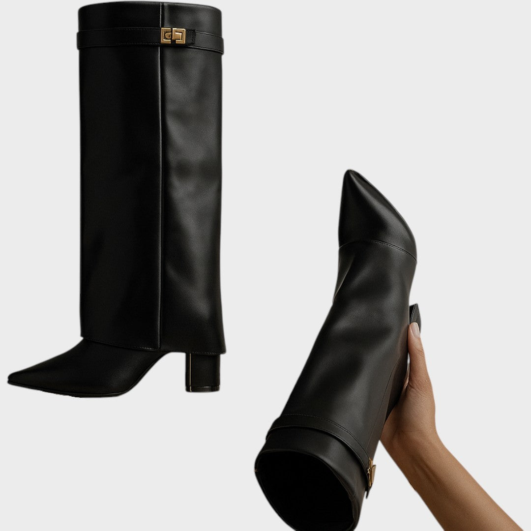 Emma & Rose Cape Town Luna™ high PU leather boots, stylish black ankle boots with a sleek design and rounded toe.