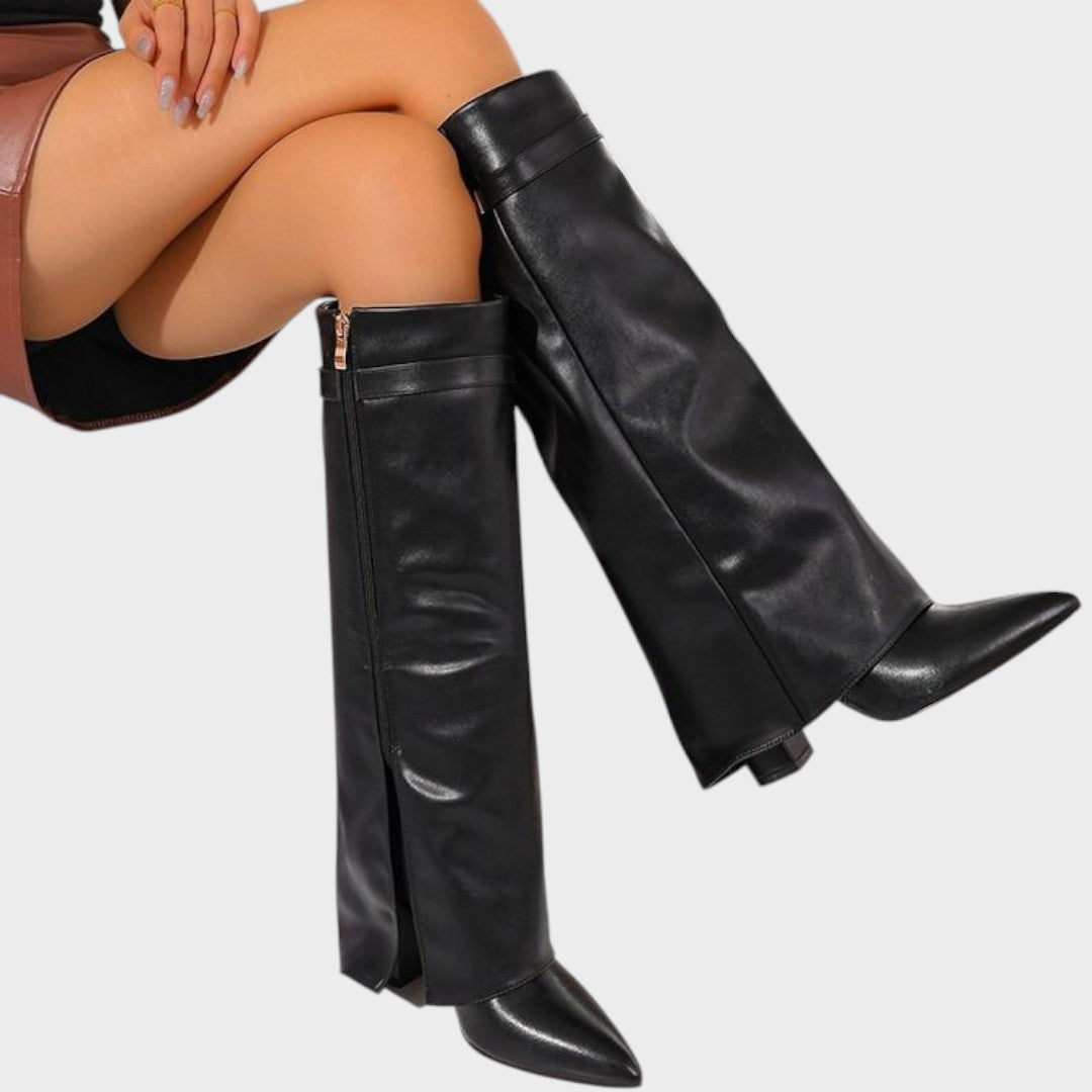 Luna™ high PU leather boots by Emma & Rose Cape Town, stylish black ankle boots with a sleek design and chunky heel.
