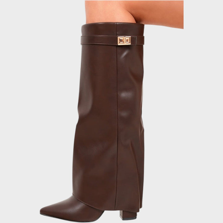 Luna™ high PU leather boots by Emma & Rose Cape Town, stylish black ankle bota with sleek design and pointed toe.