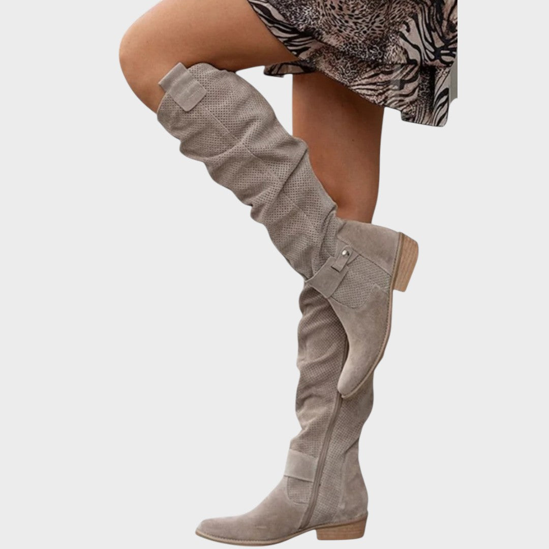 Emma & Rose Cape Town Siena™ high-top velvety boots, stylish bota with a soft, plush texture in rich velvet fabric.