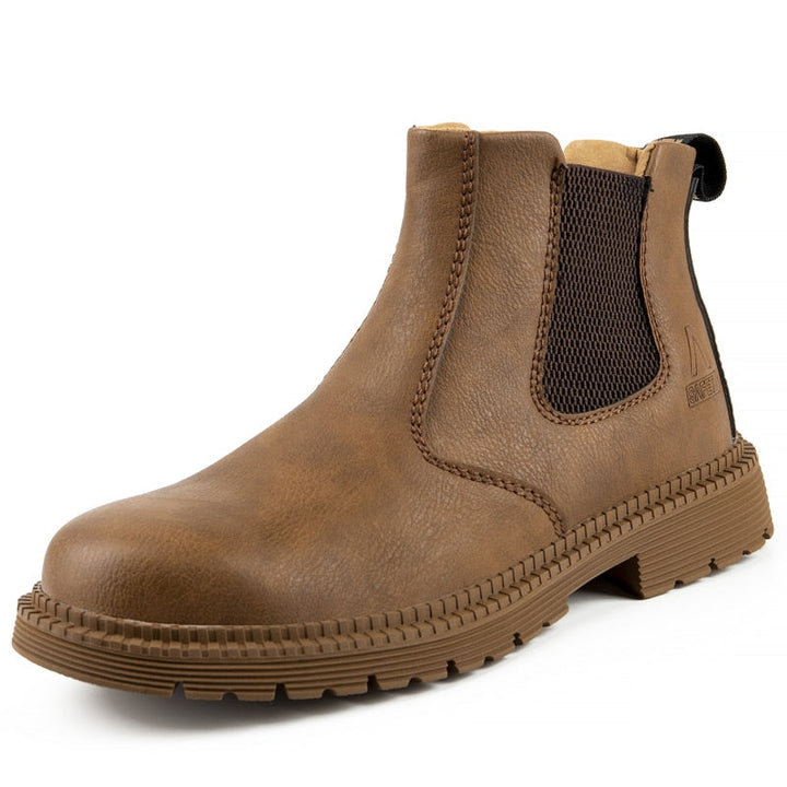 Black Vera™ indestructible men's boots by Emma & Rose Cape Town, showcasing durable leather construction and sturdy design.