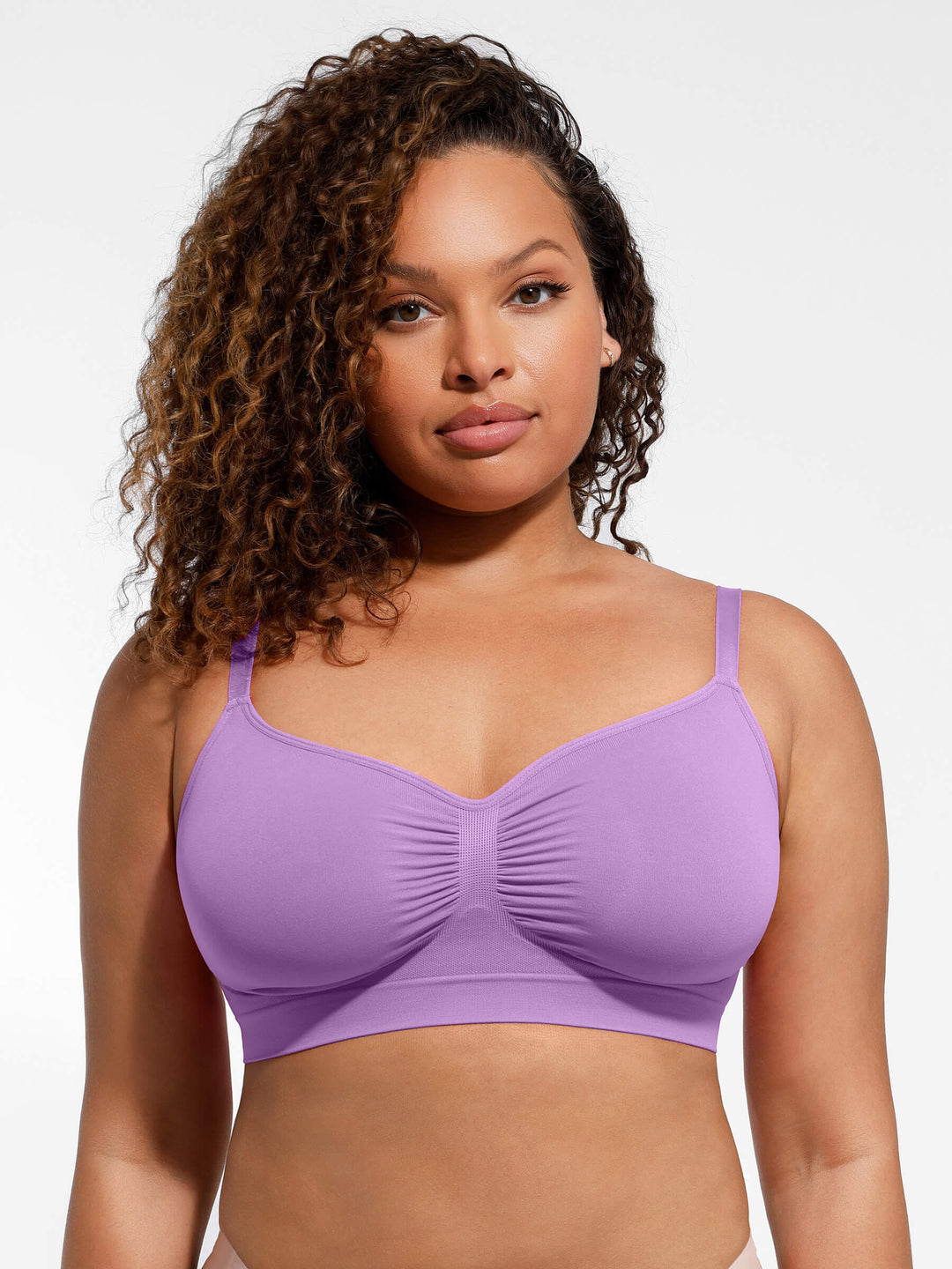 Pink Emma & Rose Cape Town Amy seamless shaping bra with smooth cups and adjustable straps on a white background.