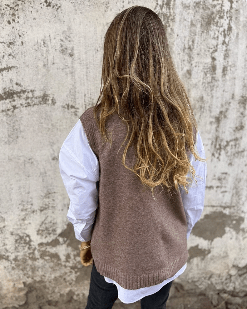Brown Vyn™ elegant vest by Emma & Rose Cape Town, featuring tailored fit and stylish design for sophisticated look