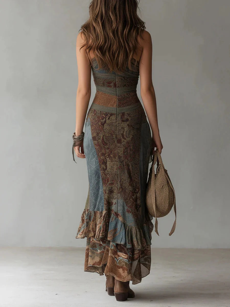 Emma & Rose Cape Town Lola™ flowing asymmetrical dress in brown, lightweight fabric with a relaxed fit and unique hemline.