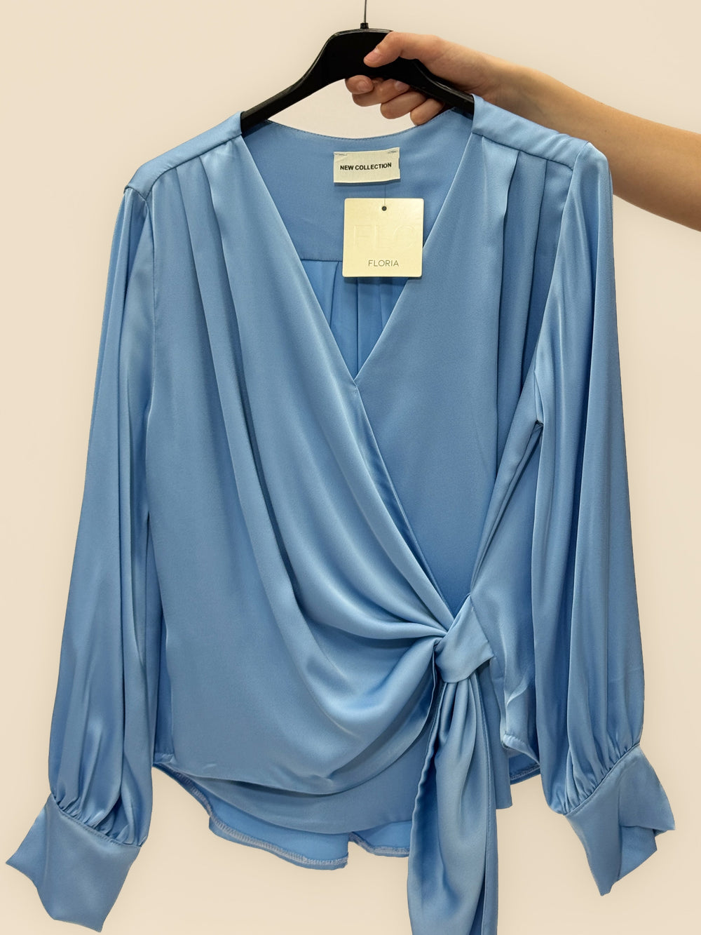Black Xenia™ camicie shirt by Emma & Rose Cape Town featuring crossed soft luxurious fabrics and a stylish shirt knot.