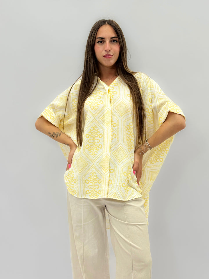 Blue Esmé™ oversized shirt by Emma & Rose Cape Town, featuring a relaxed fit and stylish camicie design.