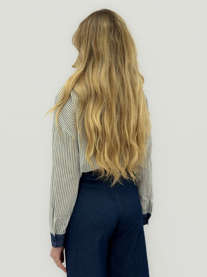 Women's Emma & Rose Cape Town soft striped camicie shirt, lightweight and comfortable with classic vertical stripe pattern.