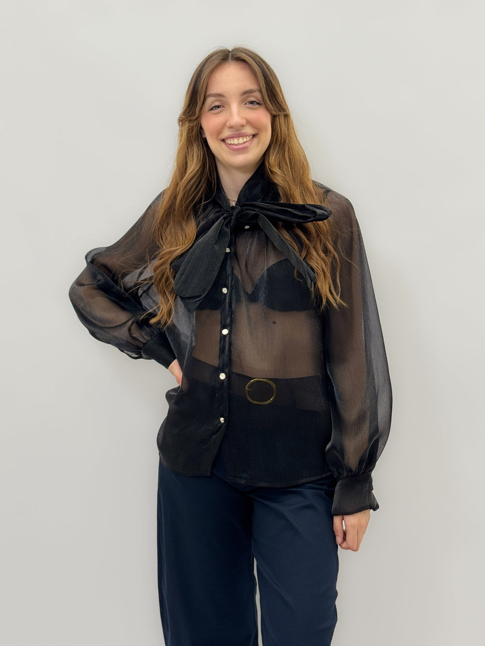 Light blue Luminous™ maxi shirt with bow detail from Emma & Rose Cape Town, stylish camicie with elegant design.