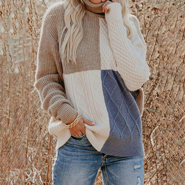 Multicoloured casual jumper by Emma & Rose Cape Town featuring contrasting colour blocks and a relaxed fit.