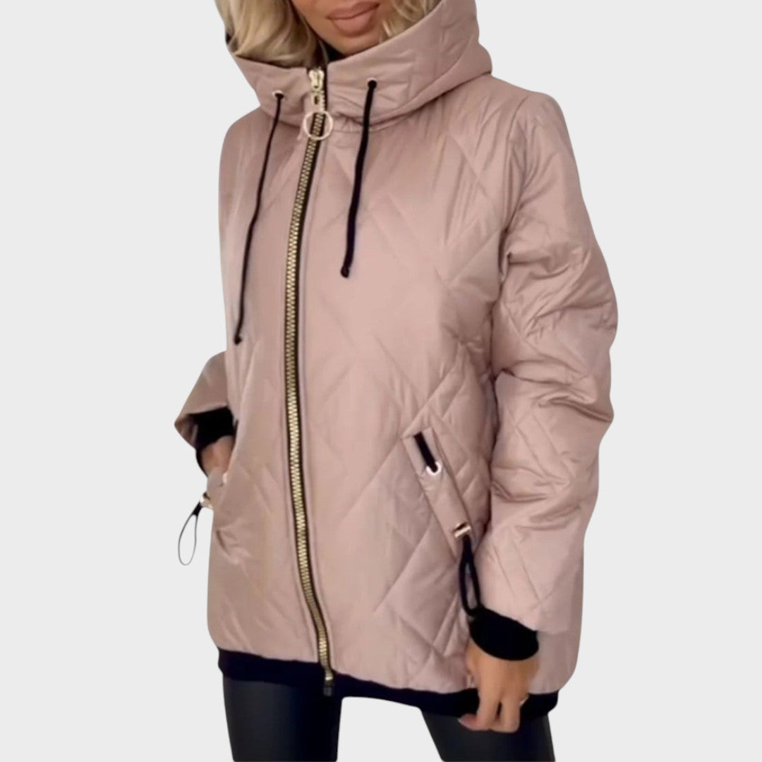 Emma & Rose Cape Town Belle™ winter padded jacket with hood, shown in a stylish, insulated design for cold weather.