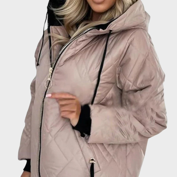 Emma & Rose Cape Town Belle™ winter padded jacket with hood, featuring quilted design and cozy insulation.