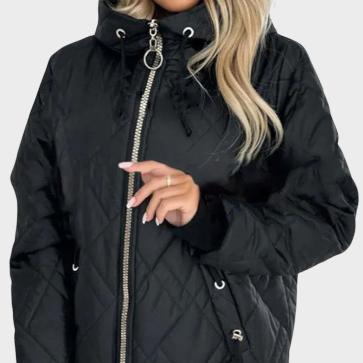Emma & Rose Cape Town Belle™ winter padded jacket with hood, featuring a warm, quilted design for cold weather.