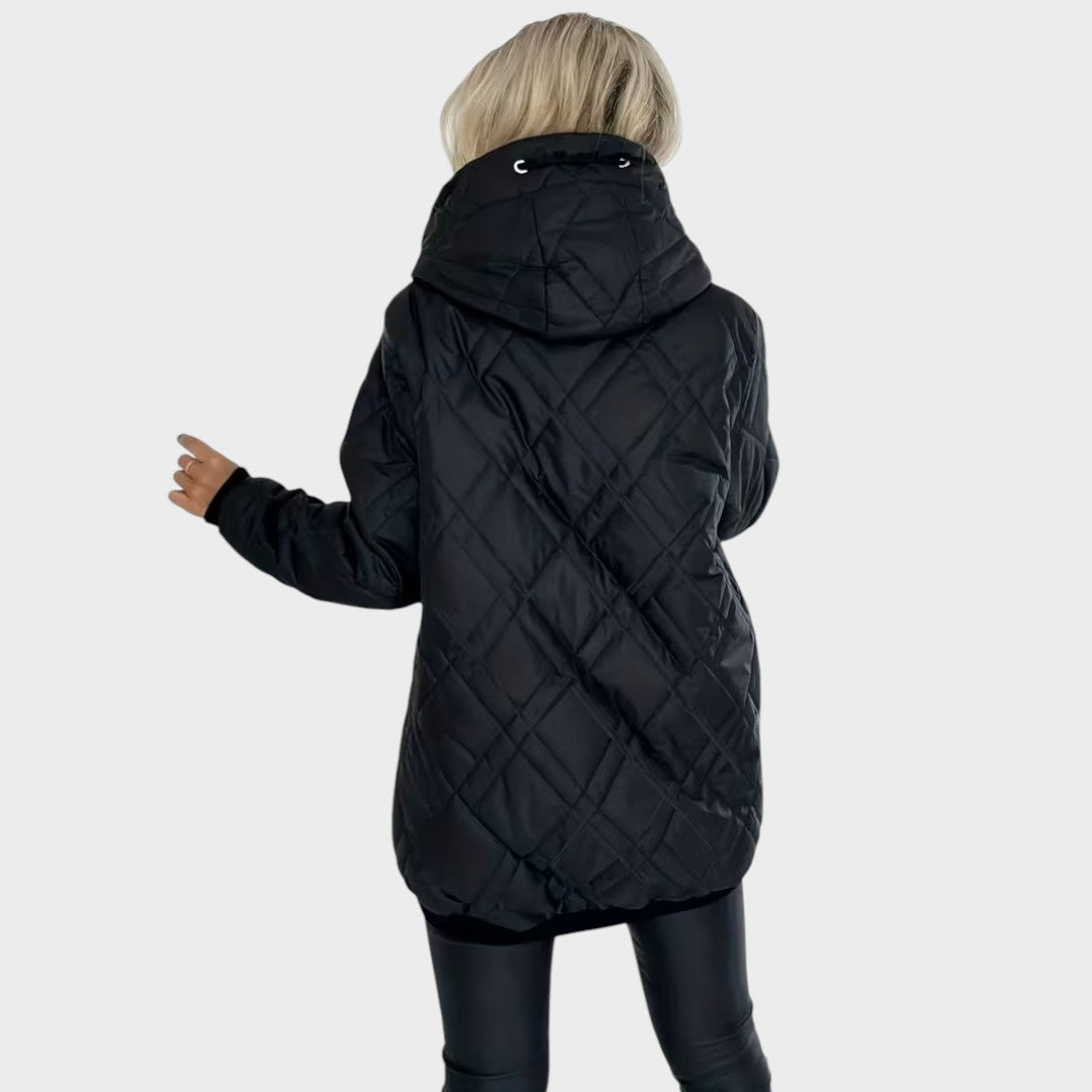 Emma & Rose Cape Town Belle™ winter padded jacket with hood, stylish and warm chaqueta for cold weather, shown in the image.