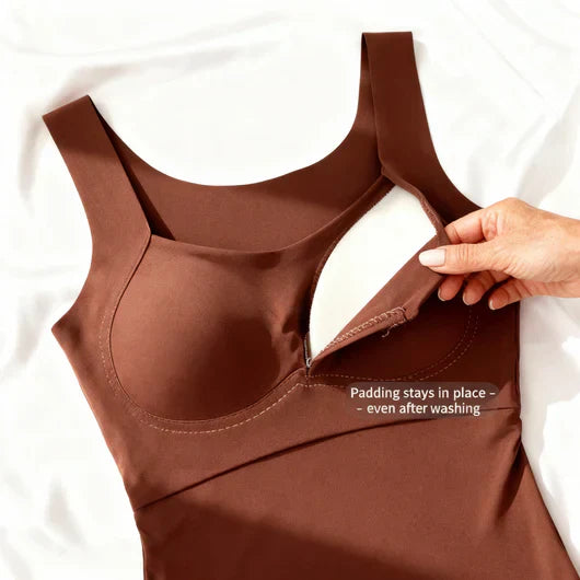 Emma & Rose Cape Town Orba™ comfort bra tank top in coffee color, soft fabric with supportive fit and casual style.