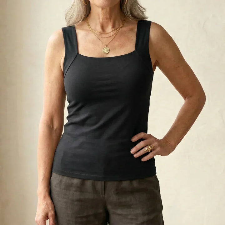 Emma & Rose Cape Town Orba Comfort Bra Tank Top in coffee color, showing soft fabric and supportive design.