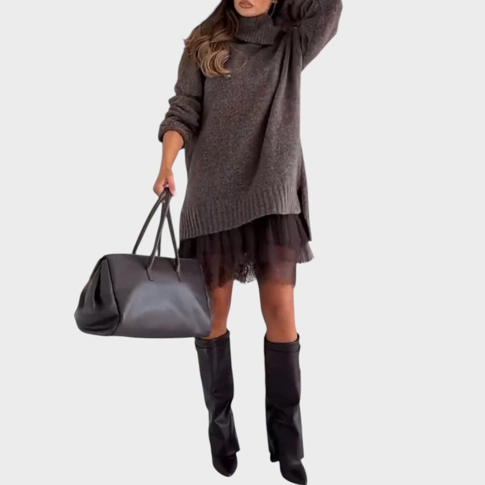 Emma & Rose Cape Town Aurora™ jumper dress set in brown, featuring a cozy jumper and matching dress for stylish comfort.