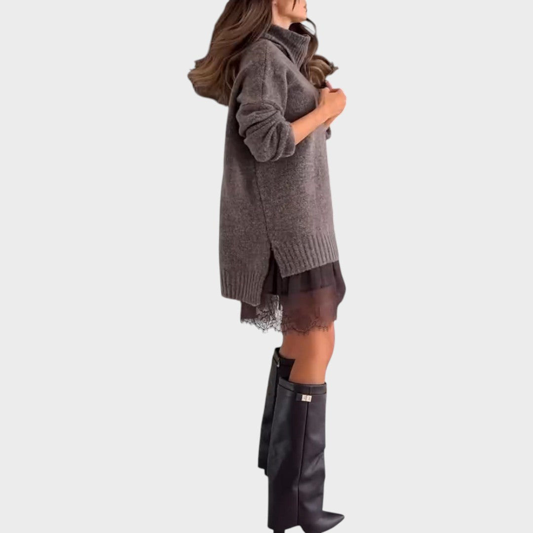 Emma & Rose Cape Town Aurora™ brown jumper and dress set for girls, featuring a cozy jumper and matching dress.