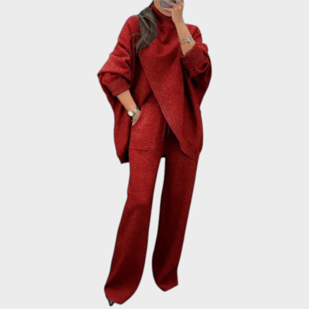 Emma & Rose Cape Town Monserat oversized jersey trousers set in brown, featuring a relaxed fit and comfortable design.