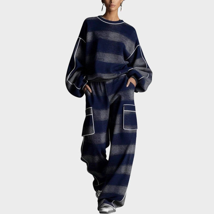 Valéria™ Emma & Rose Cape Town jersey trouser set featuring a comfortable, stylish matching top and pants in soft fabric.