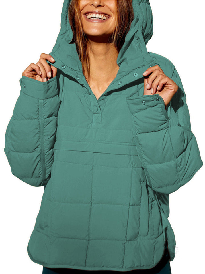 Dark brown Farrell™ hooded pullover jacket by Emma & Rose Cape Town, featuring a cozy hood and casual fit.