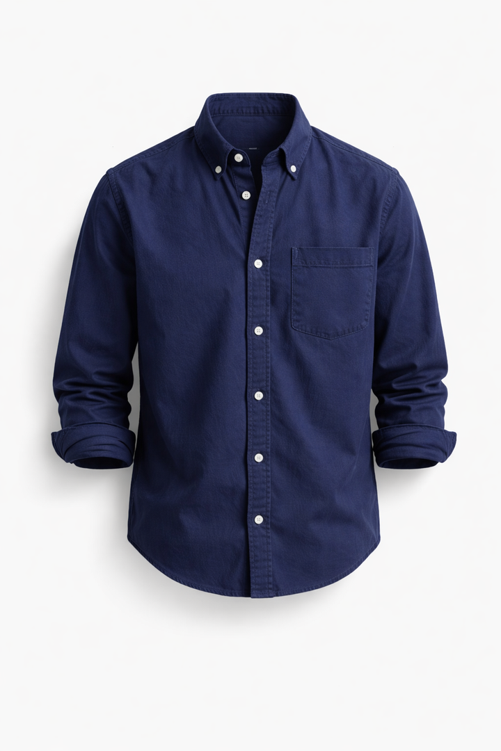 Dark blue Emma & Rose Cape Town Keldros™ casual-chic shirt with a relaxed fit and stylish design, perfect for everyday wear.