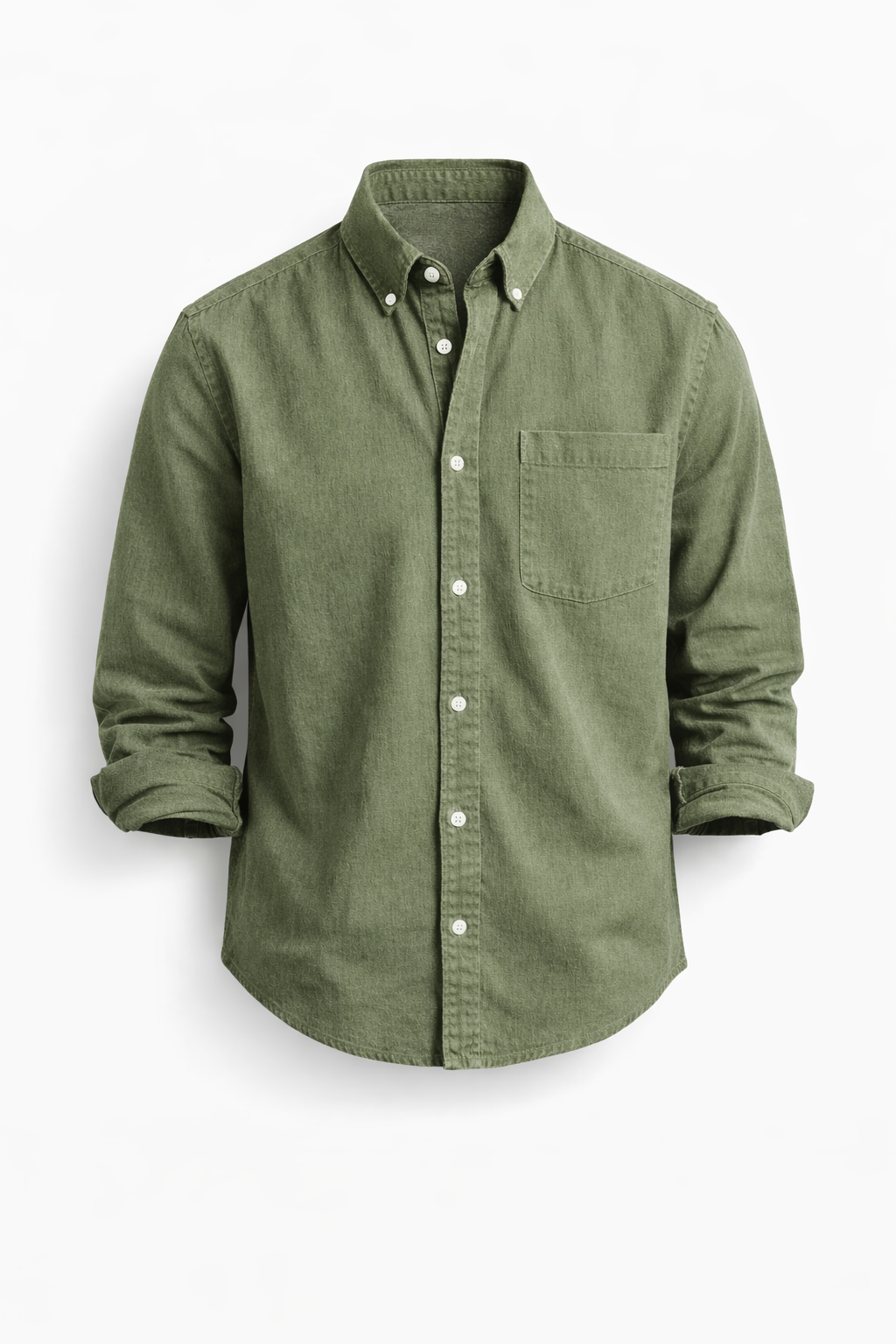 Emma & Rose Cape Town Keldros™ casual-chic green shirt with a relaxed fit and stylish design, displayed on a hanger.