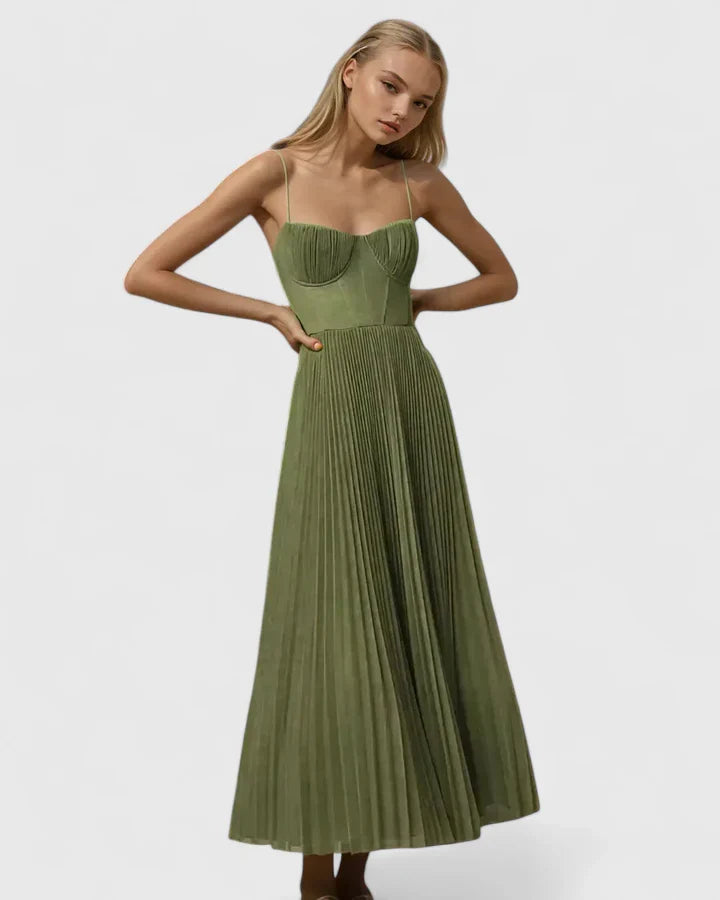 Green Hylyana™ elegant dress by Emma & Rose Cape Town, featuring a stylish design and flowing fabric.