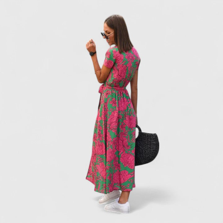 Pink Zinavell™ Elegant Midi Dress for women by Emma & Rose Cape Town, featuring a stylish and sophisticated design.
