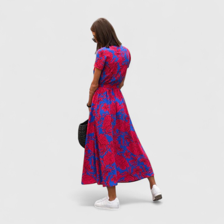 Pink Zinavell™ elegant midi dress for women by Emma & Rose Cape Town, showcasing a stylish, flowing design.