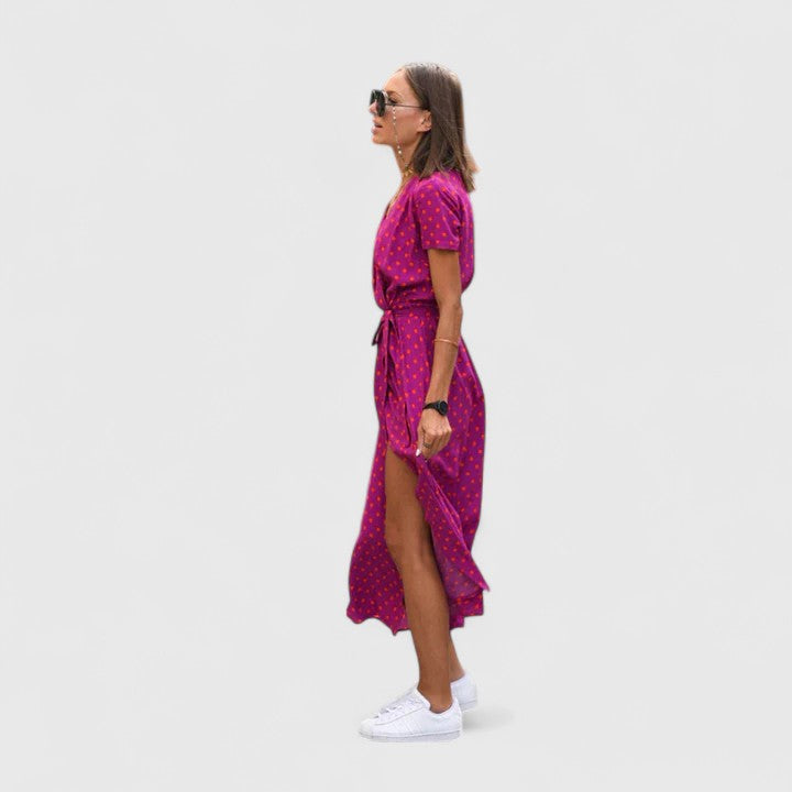 Pink Zinavell™ elegant midi dress for women by Emma & Rose Cape Town, featuring a stylish, flowing design and sophisticated silhouette.