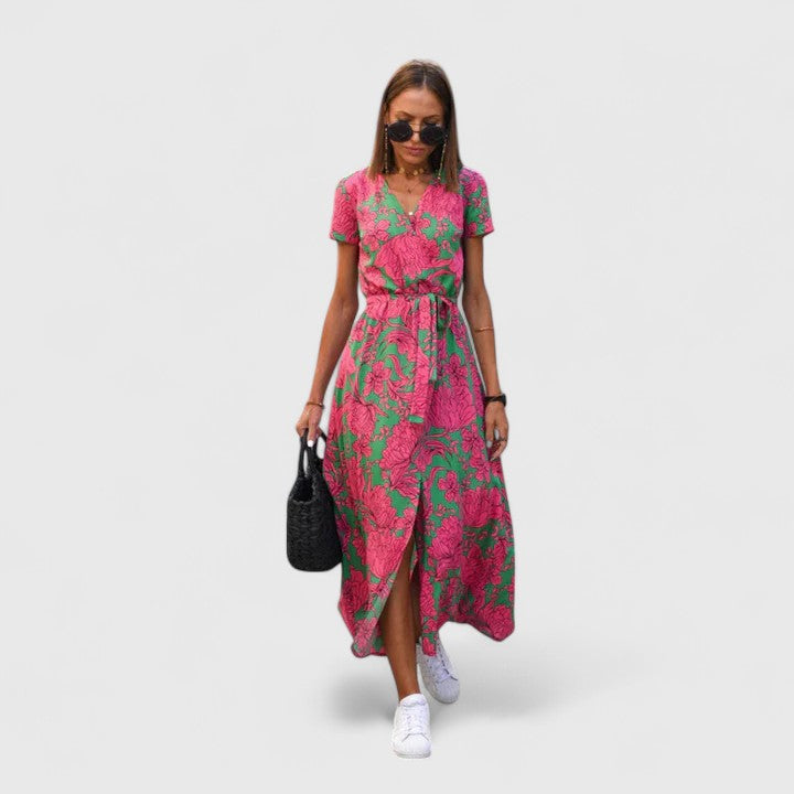 Pink Zinavell™ elegant midi dress for women by Emma & Rose Cape Town, showcasing a stylish, flowing design.
