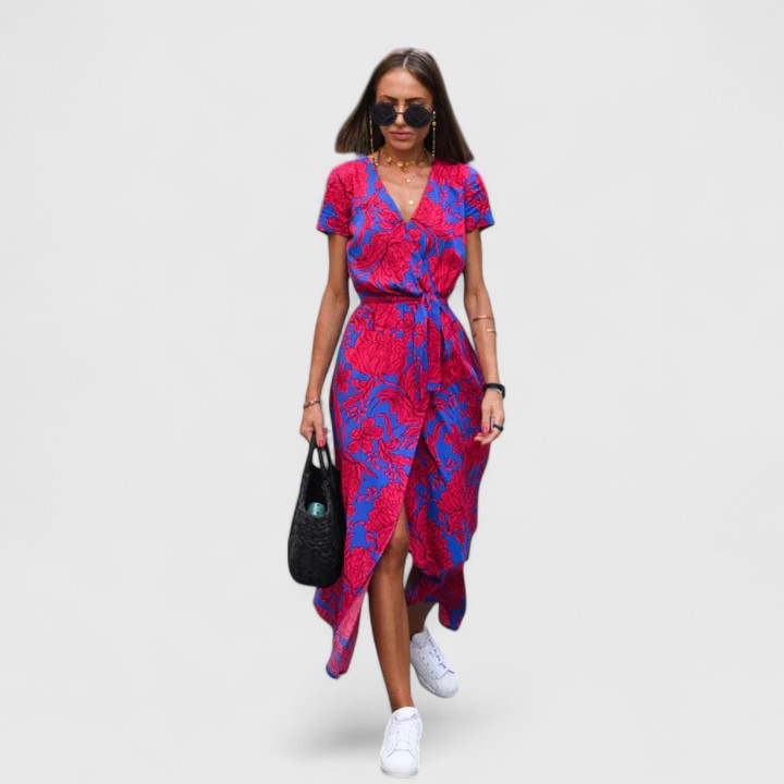 Pink Zinavell™ Elegant Midi Dress for women by Emma & Rose Cape Town, shown styled with a flowing, feminine silhouette.