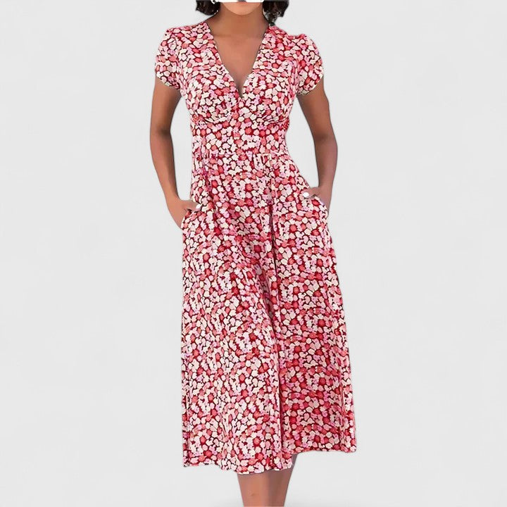 Blue Roseanna™ comfortable midi dress by Emma & Rose Cape Town, featuring a relaxed fit and elegant design.