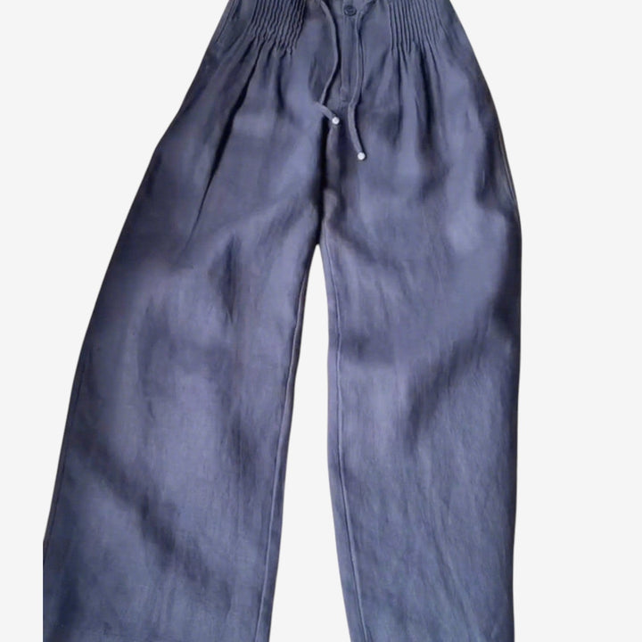 Navy Emma & Rose Cape Town Linea™ Casual Trousers, stylish dress pants with a relaxed fit and tailored details.