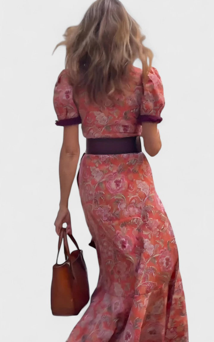 Pink Sydney™ Elegant Maxi Dress by Emma & Rose Cape Town, flowing fabric, stylish design, perfect for formal occasions.