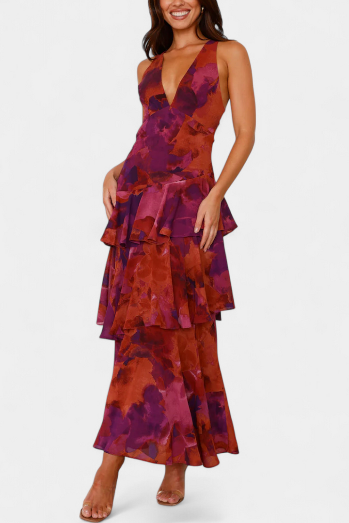 Purple Zaryssah™ elegant dress by Emma & Rose Cape Town, featuring stylish design and flowing fabric.