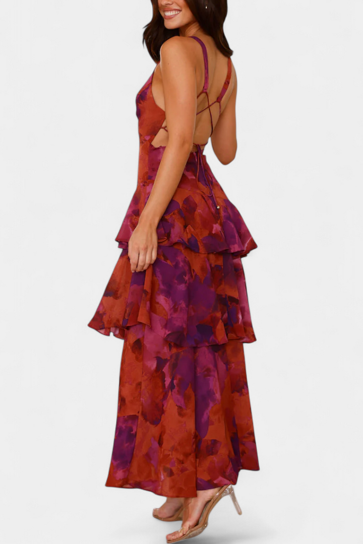 Purple Zaryssah™ elegant dress by Emma & Rose Cape Town, showcasing a fitted design with stylish detailing.