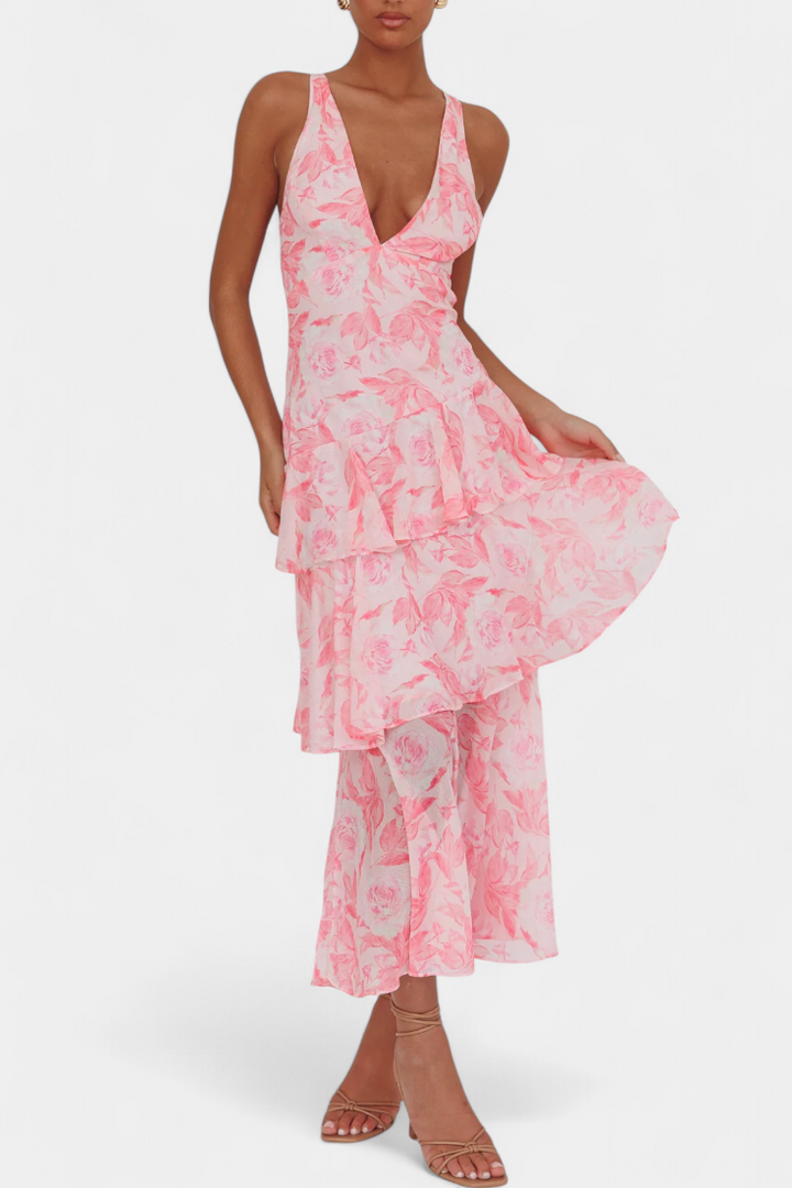 Purple Zaryssah™ elegant dress by Emma & Rose Cape Town, showcasing a stylish, flowy design with intricate detailing.