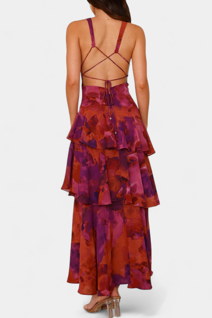 Purple Zaryssah™ elegant dress by Emma & Rose Cape Town, showcasing a flowing fabric and stylish design.