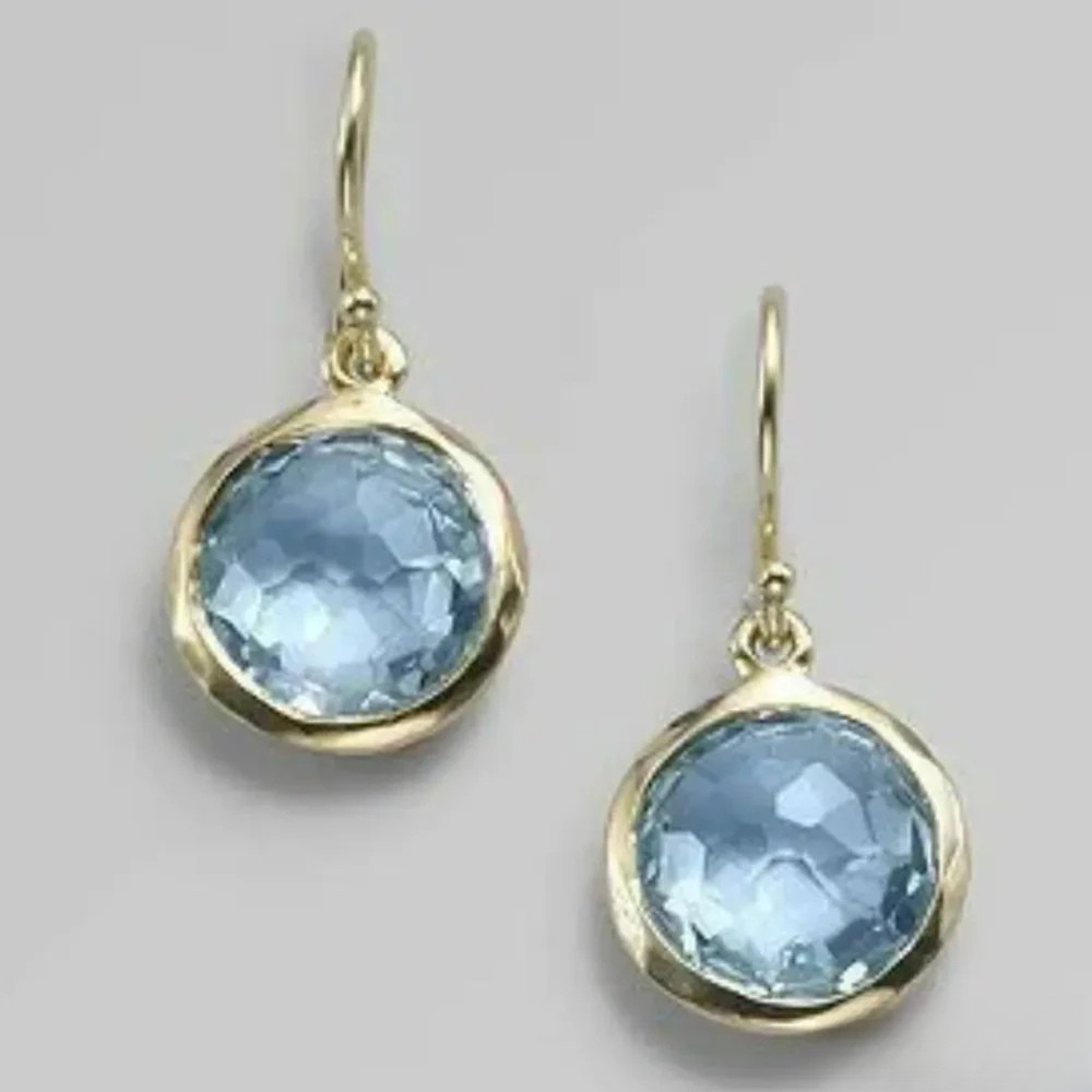 Retro blue earrings with inlay design by Emma & Rose Cape Town, showcasing stylish, handcrafted jewelry.