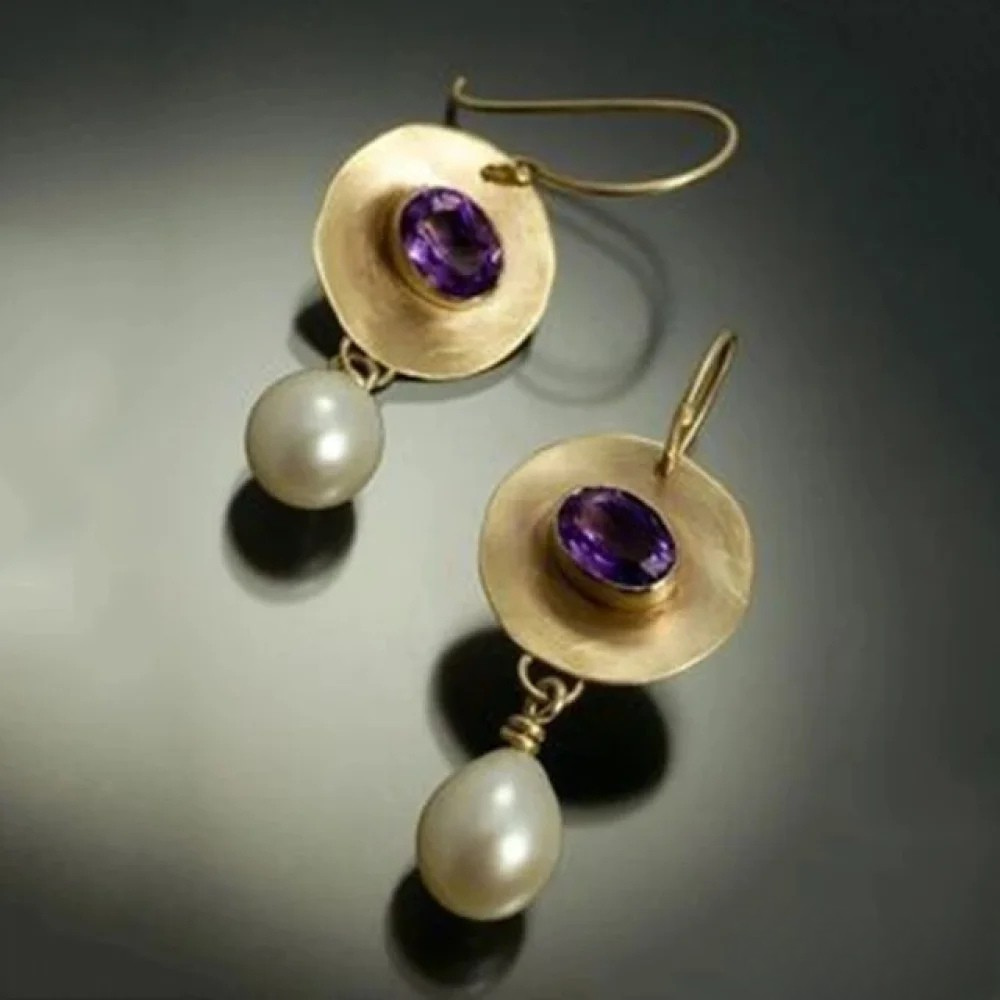 Vintage gold earrings with pearl accents from Emma & Rose Cape Town's Wendy collection, featuring elegant, classic design.